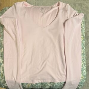 CSB Light Pink V-Neck Long Sleeve Women's Top